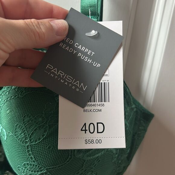 Parisian Intimates Green Lace Bra Size 40D New with Tags - Picture 3 of 5